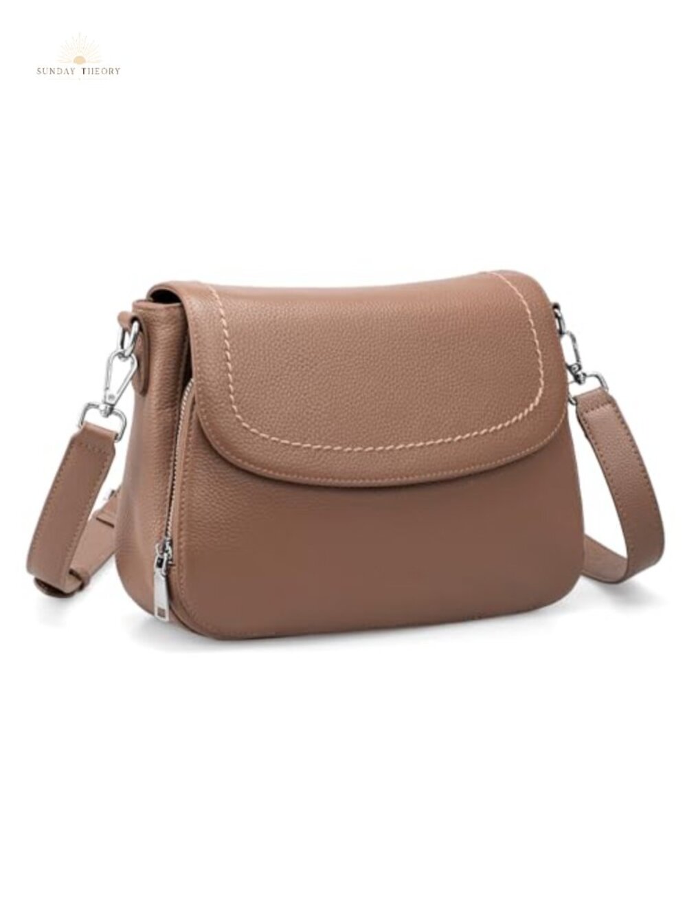 Genuine Leather Saddle Crossbody Bag Built-in RFID Wallet Medium Purse